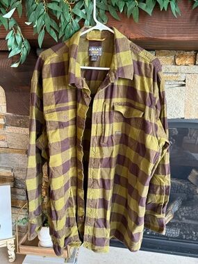 Ariat Men's Olive & Brown Plaid Flannel Shirt